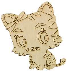 Фігурка фанерна — Тигр No 9 дівчинка з бантом 60 х 65 мм AS-4544