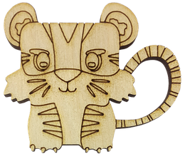 Фігурка фанерна — Тигр No 1 квадратний із довгим хвостом 6 х 5 см AS-4536