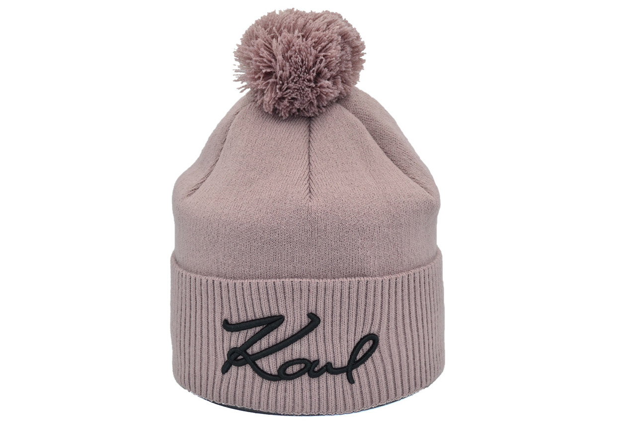 Шапка з помпоном Flexfit Karl 53-57 см темно-розовая (F-0918-442)