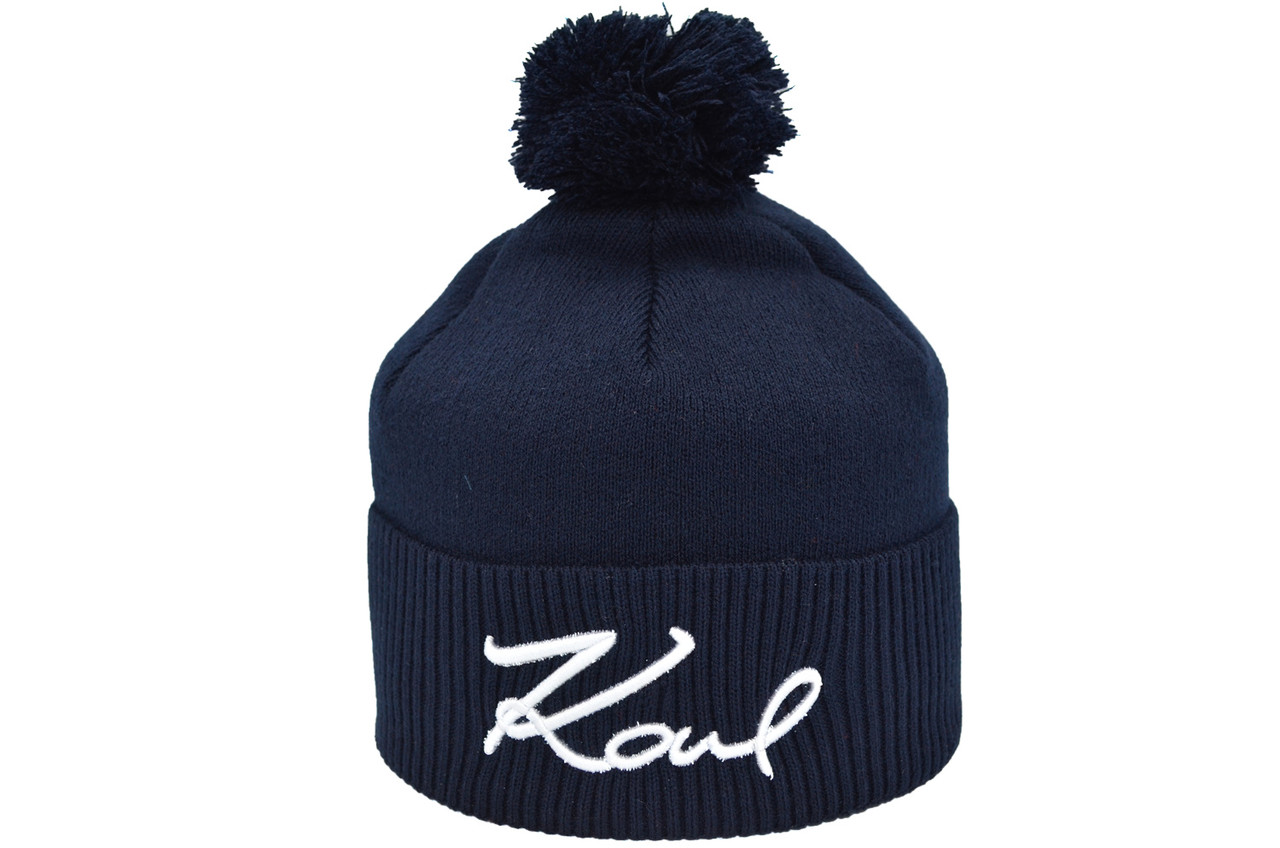 Шапка з помпоном Flexfit Karl 53-57 см темно-синя (F-0918-452)