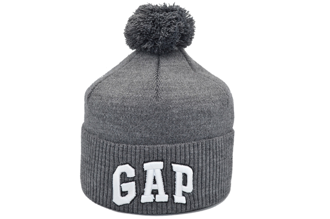 Шапка з помпоном Flexfit Gap 53-57 см темно-серая (F-0918-464)