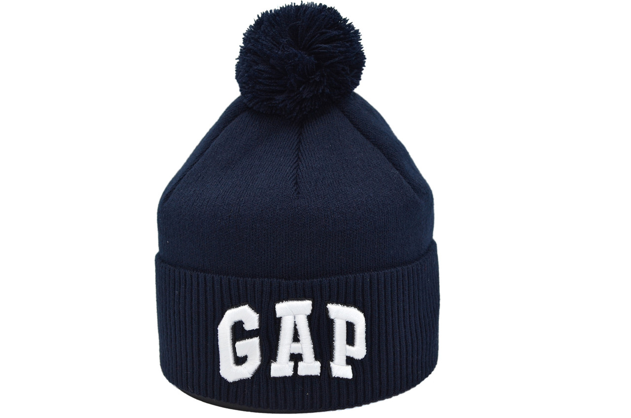 Шапка з помпоном Flexfit Gap 53-57 см темно-синя (F-0918-469)