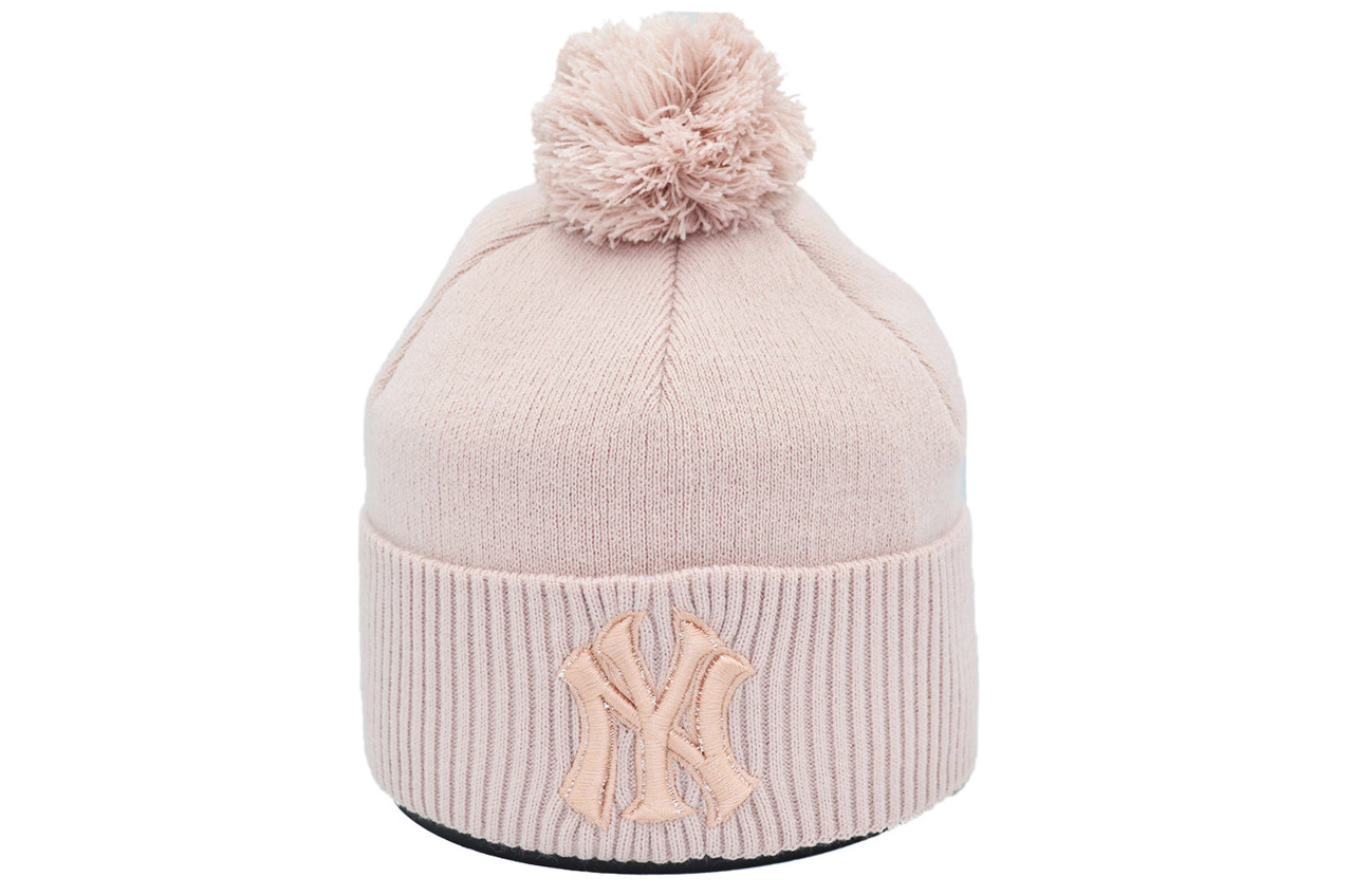 Шапка з помпоном Flexfit New York 53-57 см светло-розовая (F-0918-472)