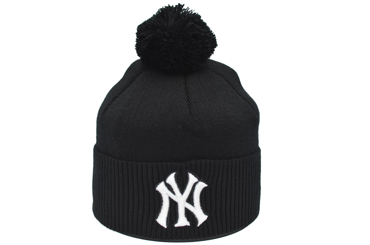 Шапка з помпоном Flexfit New York 53-57 см чорна (F-0918-478)