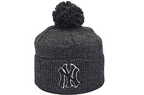 Шапка з помпоном Flexfit New York 53-57 см серый меланж (F-0918-484), фото 1