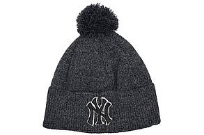 Шапка з помпоном Flexfit New York 53-57 см серый меланж (F-0918-484), фото 4