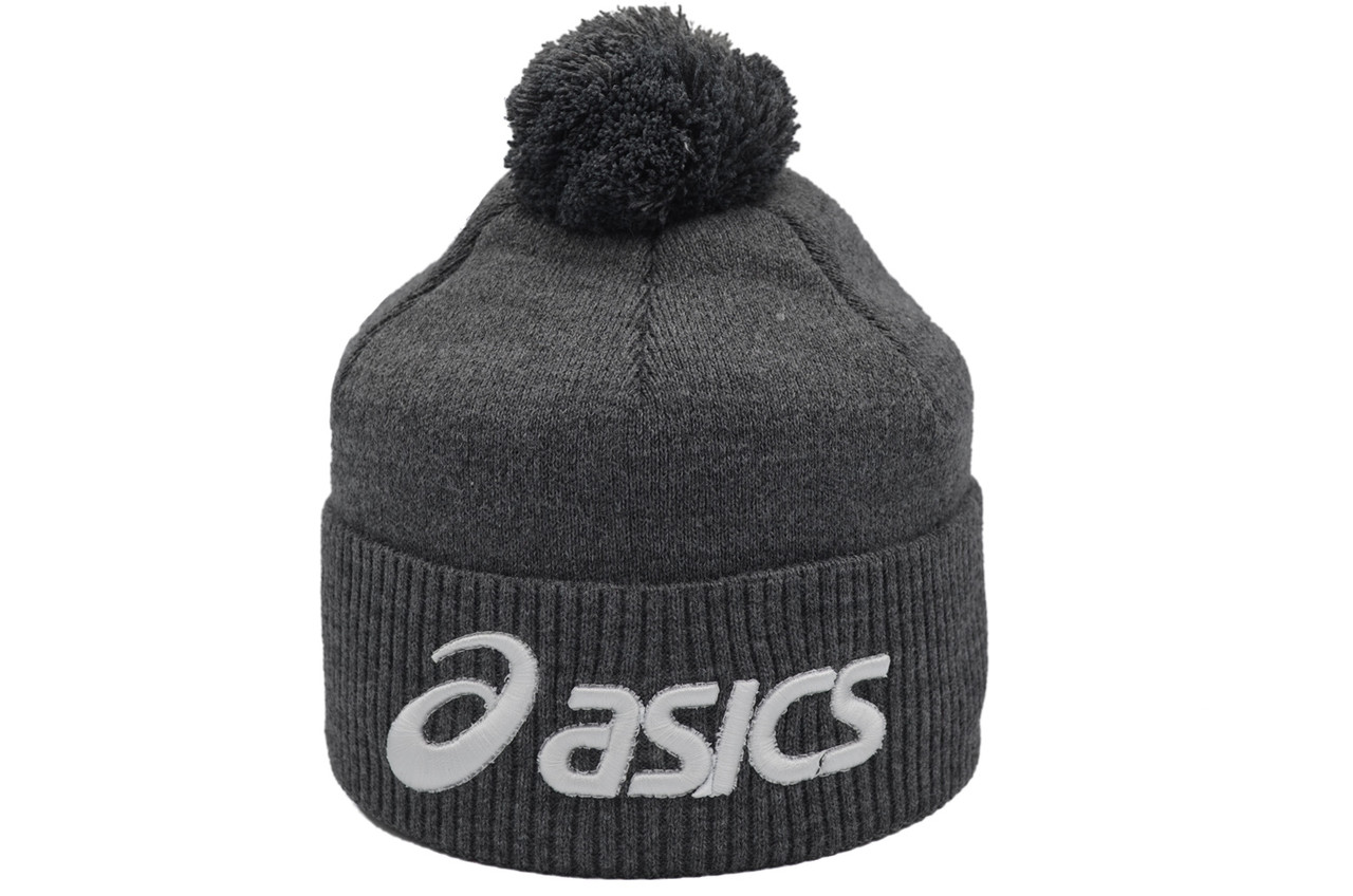 Шапка з помпоном Flexfit Asics 53-57 см темно-серая (F-0918-486)