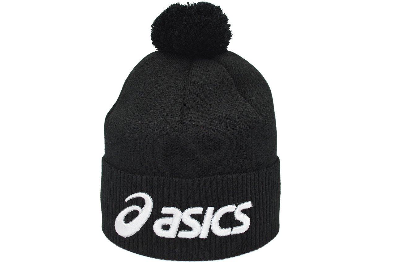 Шапка з помпоном Flexfit Asics 53-57 см чорна (F-0918-488)