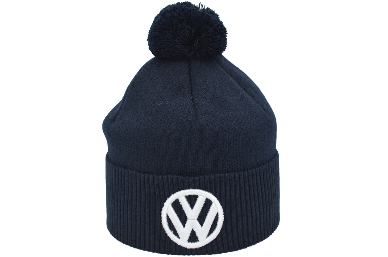 Шапка з помпоном Flexfit Volkswagen 53-57 см темно-синя (F-0918-491)
