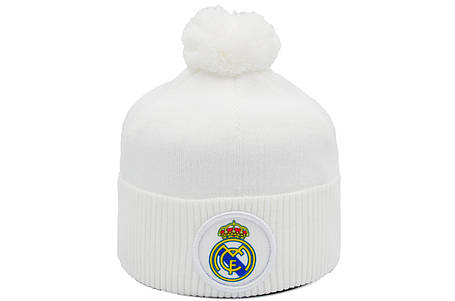 Шапка з помпоном Flexfit FC Real Madrid 53-57 см белая (F-0918-517), фото 1