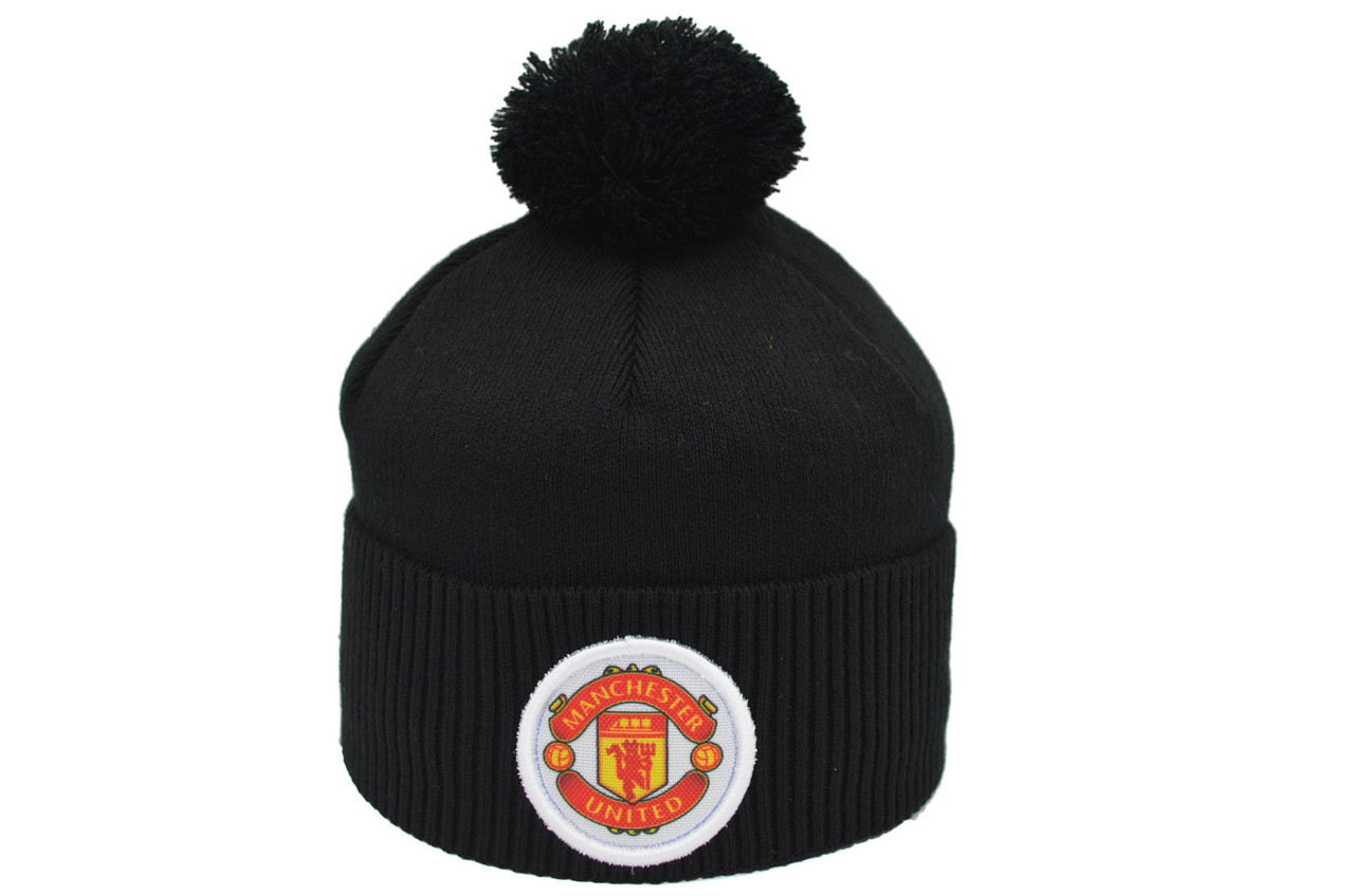Шапка з помпоном Flexfit FC Manchester United 53-57 см чорна (F-0918-518)