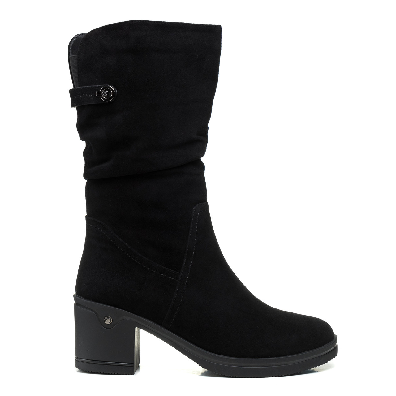 Чоботи Lady marcia класичні зимові на зручному стійкому каблуці замшеві, фото 1