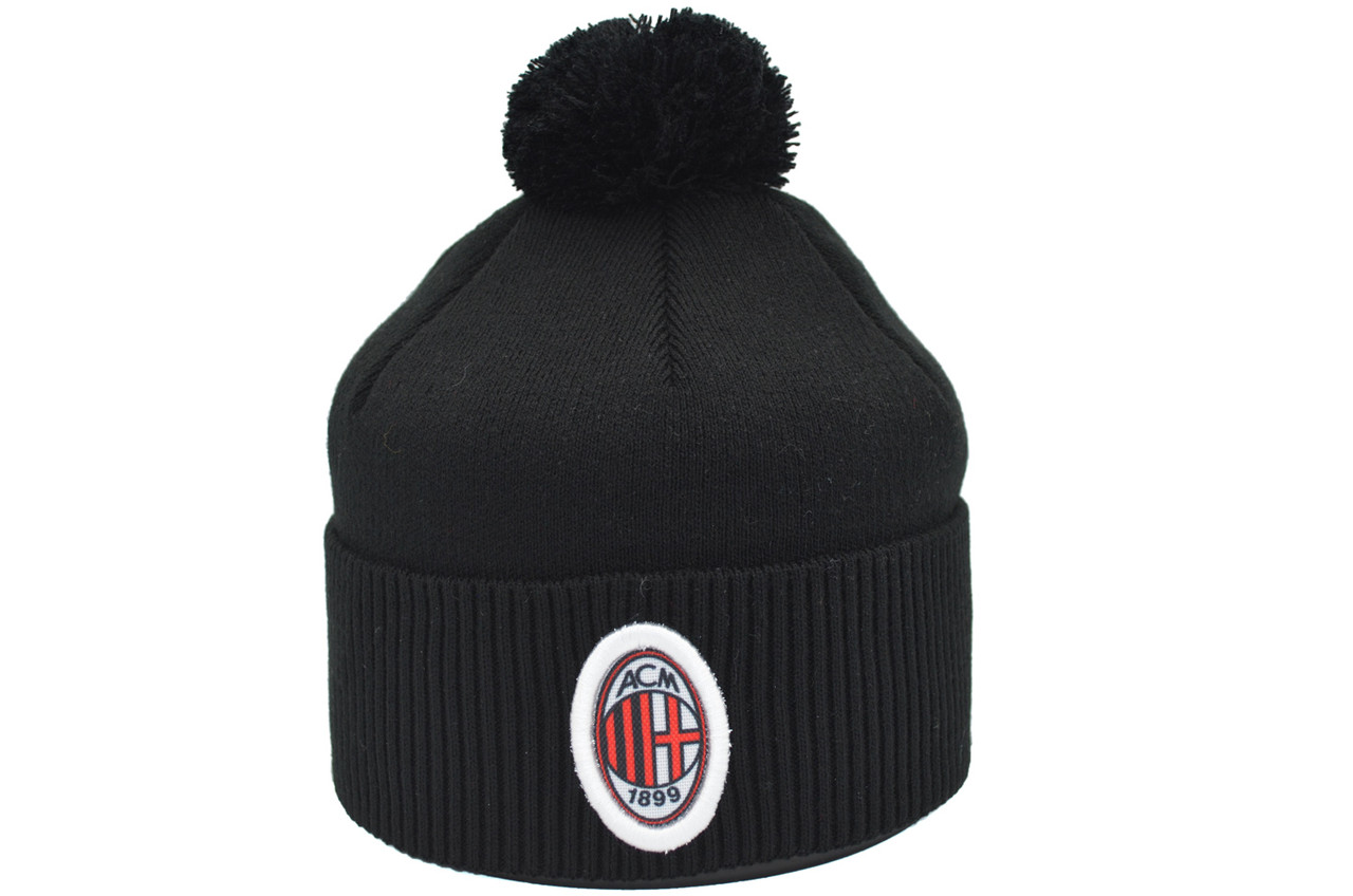 Шапка з помпоном Flexfit FC Milan 53-57 см чорна (F-0918-528)
