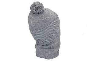 Комплект Flexfit шапка з помпоном і снуд New York53-57 см світло-сіра (F-0918-545), фото 2