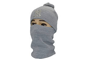 Комплект Flexfit шапка з помпоном і снуд New York53-57 см світло-сіра (F-0918-545), фото 1