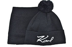 Комплект Flexfit шапка з помпоном і снуд Karl 53-57 см чорна (F-0918-561), фото 3