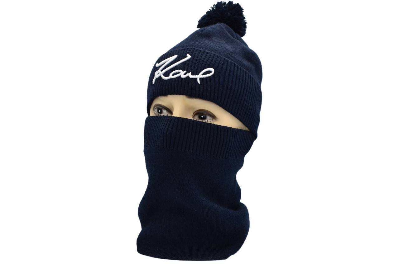 Комплект Flexfit шапка з помпоном і снуд Karl 53-57 см темно-синя (F-0918-563)