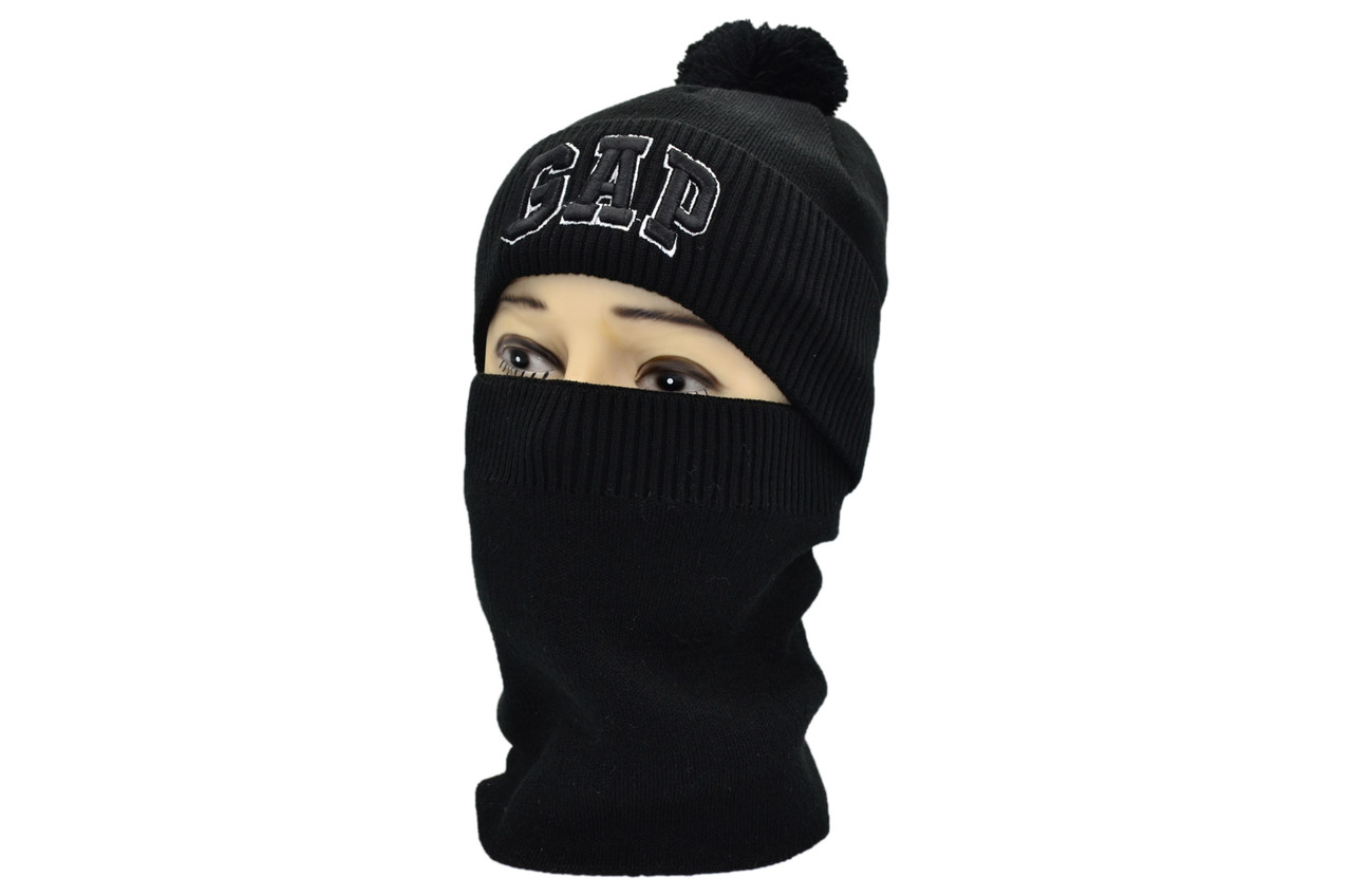 Комплект Flexfit шапка з помпоном і снуд Gap 53-57 см чорна (F-0918-575)