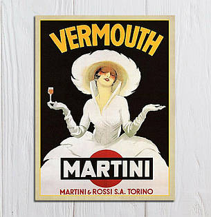 Декоративна металева табличка для інтер`єру Martini Vermouth RESTEQ 20*30см, фото 2