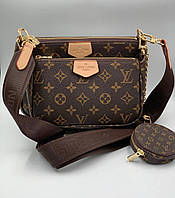 Модная женская коричневая сумка Louis Vuitton 3 в 1 Луи Витон