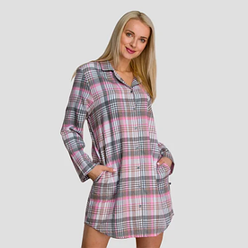 Фланелева нічна сорочка халат на гудзиках KEY LND 423 B21, Зручне домашнє плаття
