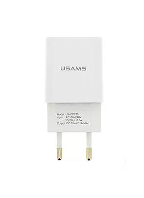 Зарядний пристрій (зарядка) для телефону Usams 1 х USB + кабель Type-C 2.1 А Білий (T21OCTC01), фото 3