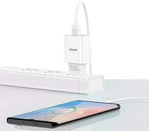 Зарядний пристрій (зарядка) для телефону Usams 1 х USB + кабель Type-C 2.1 А Білий (T21OCTC01), фото 4