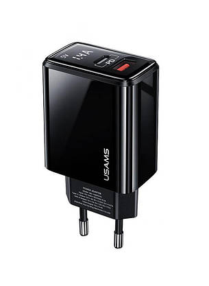 Зарядний пристрій (зарядка) для телефону Usams Type-C + USB 3.4 А Чорний (CC133TC01), фото 3