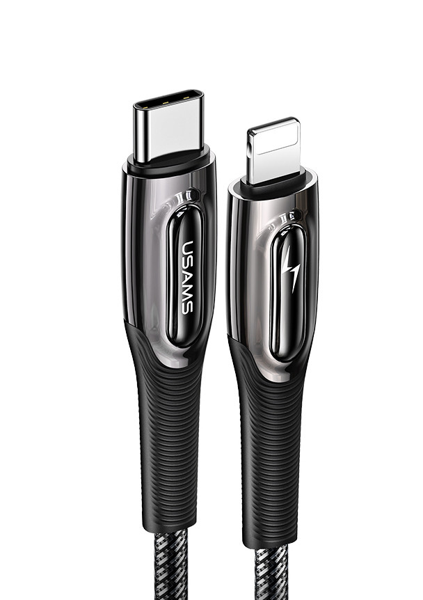 Кабель для зарядки телефона/ смартфона Usams US-SJ496 Type-C-Lightning 20Вт 1.2м Чорний (SJ496USB01)