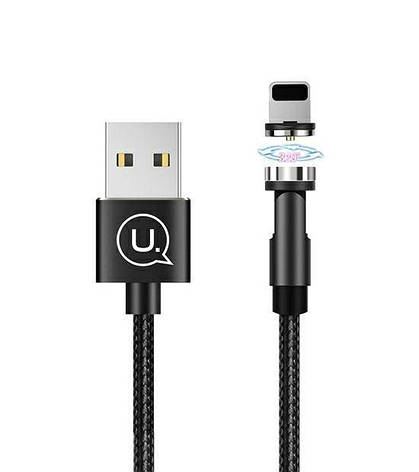 Магнітний кабель для зарядки телефона/ смартфона Usams US-SJ473 U59 USB - Lightning 2.1 А 1 м Чорний, фото 1