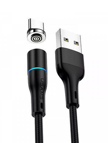 Магнітний кабель для зарядки телефона Usams US-SJ353 U32 USB - Type-C 3 А 1 м Чорний (SJ353USB01), фото 1