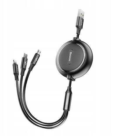 Кабель для зарядки телефона/ смартфона 3в1 Baseus USB-Micro+Lightning+Type-C 3.5А 1.2 м (CAMLT-JH01), фото 1