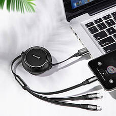 Кабель для зарядки телефона/ смартфона 3в1 Baseus USB-Micro+Lightning+Type-C 3.5А 1.2 м (CAMLT-JH01), фото 5