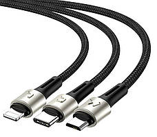 Кабель для зарядки телефона/ смартфона 3в1 Baseus USB-Micro+Lightning+Type-C 3.5А 1.2 м (CAMLT-GH01), фото 3