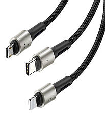 Кабель для зарядки телефона/ смартфона 3в1 Baseus USB-Micro+Lightning+Type-C 3.5А 1.2 м (CAMLT-GH01), фото 5