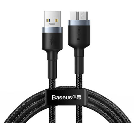 Кабель для зарядки Baseus Cafule USB 3.0 - Micro-B 2 A 1 м Чорний/ Сірий (CADKLF-D0G), фото 1