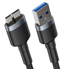 Кабель для зарядки Baseus Cafule USB 3.0 - Micro-B 2 A 1 м Чорний/ Сірий (CADKLF-D0G), фото 3
