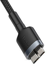 Кабель для зарядки Baseus Cafule USB 3.0 - Micro-B 2 A 1 м Чорний/ Сірий (CADKLF-D0G), фото 4