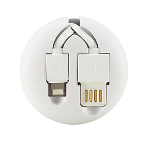 Кабель для зарядки телефона/смартфона Remax Roller type Retractable 1 м 2.1 А Білий (RC-099AWHITE), фото 1