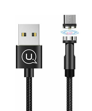 Магнітний кабель для зарядки телефона/ смартфона Usams US-SJ474 U59 USB - Micro USB 2.1 А 1 м Чорний, фото 1