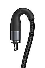 Магнітний кабель для зарядки телефона Baseus USB-Lightning 2.4 А 1 м Чорний/ Сірий (CALXC-KG1), фото 5