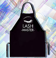 Фартух чорний кухонний з оригінальним принтом "Lash Master"
