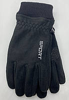 Перчатки мужские флисовые чёрные, спортивные перчатки, прорезиненная ладошка