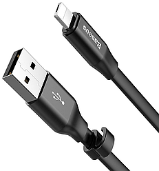 Кабель для зарядки телефона, планшета Lightning Apple iphone BASEUS Portable Cable 120см |2A| Чорний (CALMBJ-A01)