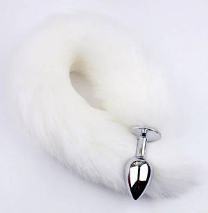 Пробка анальна з хвостом, сталева, розмір S Білий