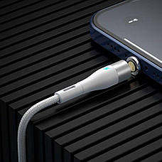 Магнітний кабель для зарядки телефона/ смартфона Baseus Zinc Magnetic 3в1 3 А 1 м Білий (CA1T3-A02), фото 5
