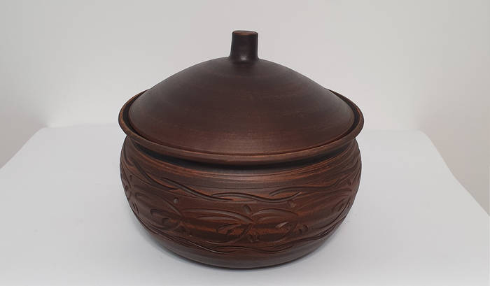 Купить Шашлычница / жаровня с крышкой для духовки из красной глины ...