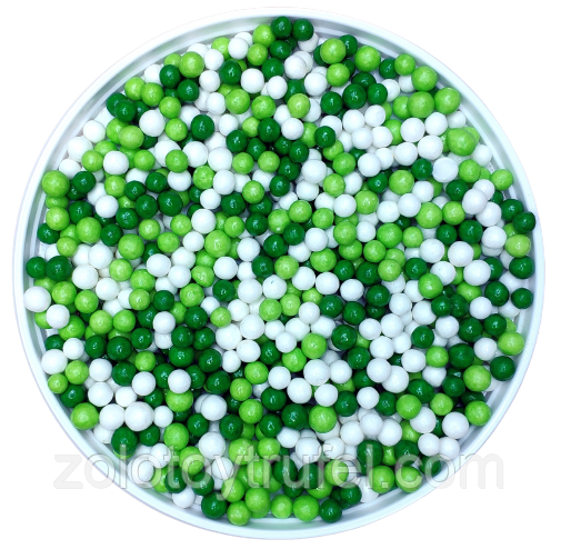 Кульки асорті біло-зелено-салатові 5 мм, 25 г, фото 1