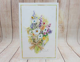 Листівка подвійна з сухоцвітом 14х21 см