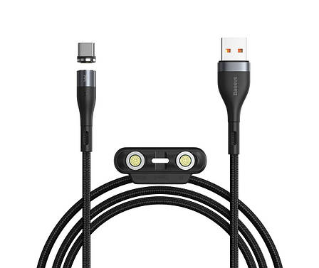 Магнітний кабель для зарядки телефона/ смартфона Baseus Zinc Magnetic 3в1 3 А 1 м Чорний (CA1T3-AG1), фото 1